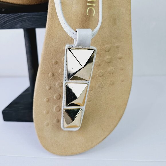 Vionic White Gold Orthaheel Rest NALA Embellished Flat Sandals 11W - Picture 4 of 8